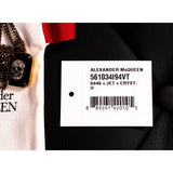 NEW $590 ALEXANDER MCQUEEN Gold Tone Brass SKULL LOGO SKULL CRYSTAL NECKLACE NIB