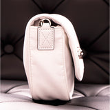 NEW $890 ALEXANDER MCQUEEN White Nylon CRYSTAL SKULL SILVER GRAFFITI Flap BAG!