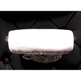 NEW $890 ALEXANDER MCQUEEN White Nylon CRYSTAL SKULL SILVER GRAFFITI Flap BAG!