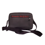 NEW $970 ALEXANDER MCQUEEN Black RED LOGO Sahara Tech Zip Crossbody Case BAG