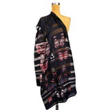 NEW $525 ALEXANDER MCQUEEN Black Glitched BUTTERFLY & MOTH Striped Long SCARF