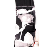 NEW $530 ALEXANDER MCQUEEN Black White TORN ROSES PRINT Silk Tasseled SCARF NWT