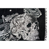 NEW $570 ALEXANDER MCQUEEN Black TATTOO SKULL Wool Silk WISPY 55" x 55" SCARF