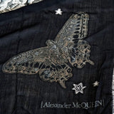 NEW $570 ALEXANDER MCQUEEN Black TATTOO SKULL Wool Silk WISPY 55" x 55" SCARF