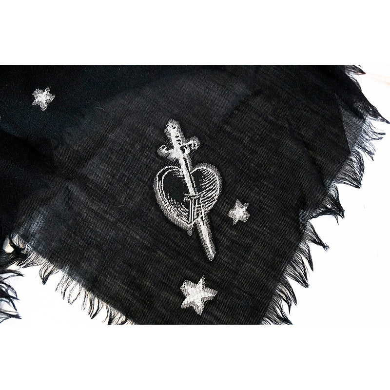 NEW $570 ALEXANDER MCQUEEN Black TATTOO SKULL Wool Silk WISPY 55" x 55" SCARF