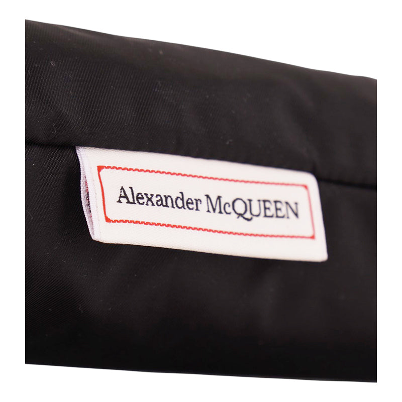 NEW $550 ALEXANDER MCQUEEN Black Glossy SKULL-HANDLE Compact Travel UMBRELLA NIB
