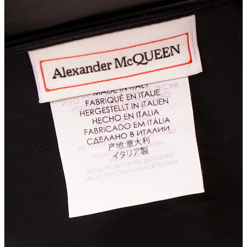 NEW $550 ALEXANDER MCQUEEN Black Glossy SKULL-HANDLE Compact Travel UMBRELLA NIB