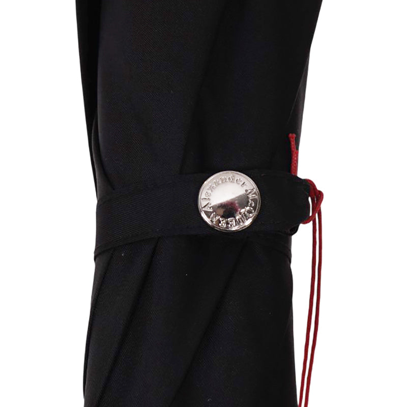 NEW $620 ALEXANDER MCQUEEN Silver Metal SKULL-HANDLE Compact Travel UMBRELLA NIB