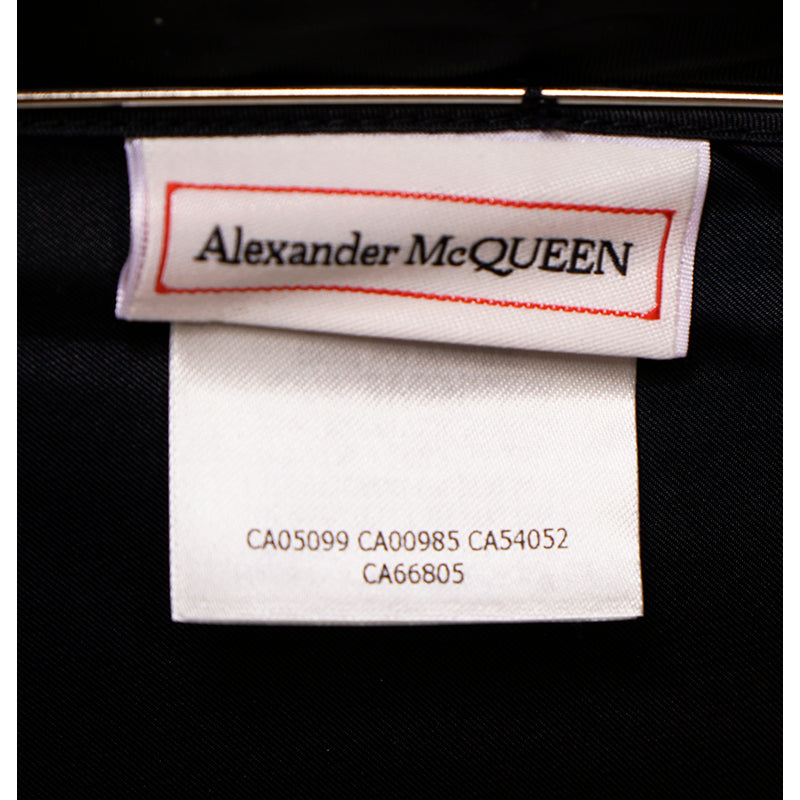 NEW $620 ALEXANDER MCQUEEN Silver Metal SKULL-HANDLE Compact Travel UMBRELLA NIB