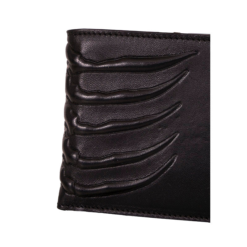 NEW ALEXANDER MCQUEEN Mens Black Leather RIB CAGE Gothic Bi-Fold RARE WALLET NWT