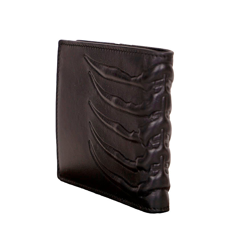 NEW ALEXANDER MCQUEEN Mens Black Leather RIB CAGE Gothic Bi-Fold RARE WALLET NWT