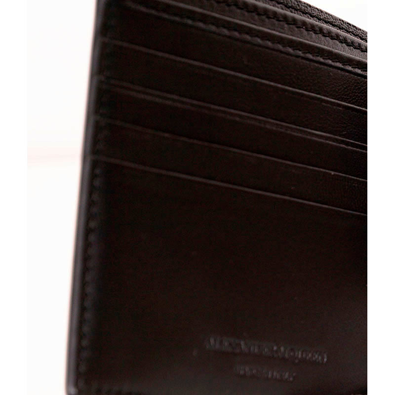 NEW ALEXANDER MCQUEEN Mens Black Leather RIB CAGE Gothic Bi-Fold RARE WALLET NWT