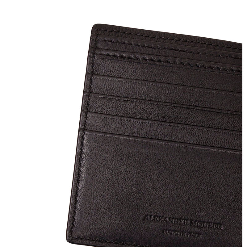 NEW ALEXANDER MCQUEEN Mens Black Leather RIB CAGE Gothic Bi-Fold RARE WALLET NWT