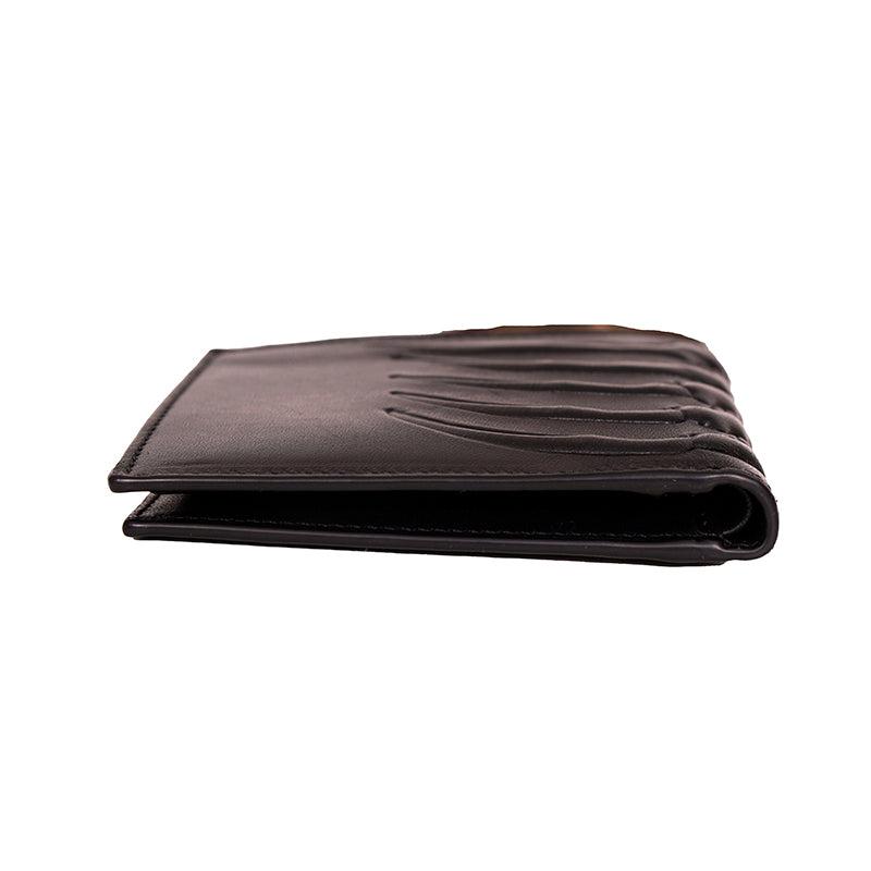 NEW ALEXANDER MCQUEEN Mens Black Leather RIB CAGE Gothic Bi-Fold RARE WALLET NWT