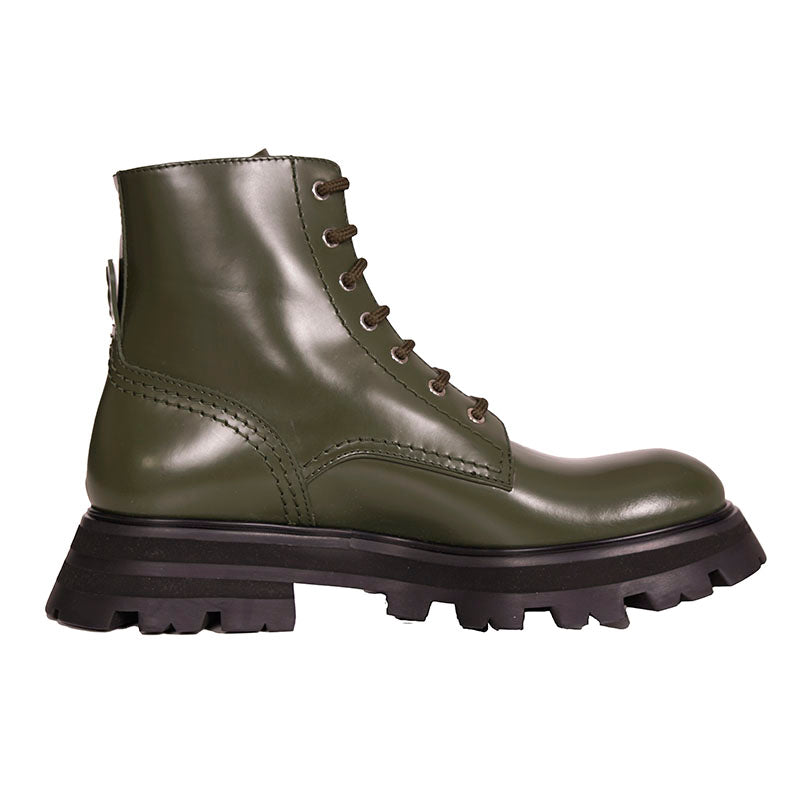 37 NEW $990 ALEXANDER MCQUEEN Wander Leather Exaggerated-Sole COMBAT BOOTS US 7