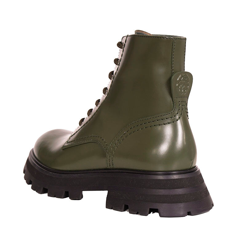 37 NEW $990 ALEXANDER MCQUEEN Wander Leather Exaggerated-Sole COMBAT BOOTS US 7