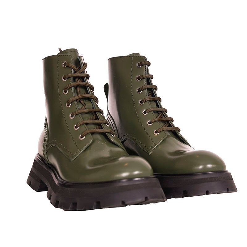 37 NEW $990 ALEXANDER MCQUEEN Wander Leather Exaggerated-Sole COMBAT BOOTS US 7