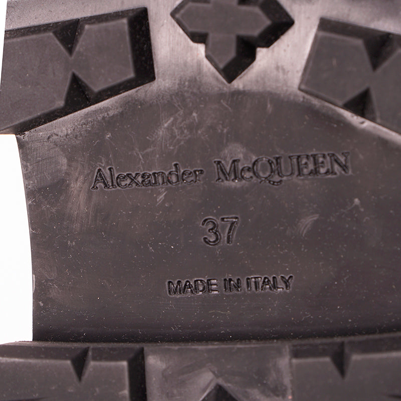 37 NEW $990 ALEXANDER MCQUEEN Wander Leather Exaggerated-Sole COMBAT BOOTS US 7