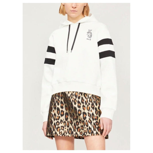 sz S NEW $1,900 MIU MIU White UNICORN NOT NICE Cropped Hoodie SWEATSHIRT TOP NWT