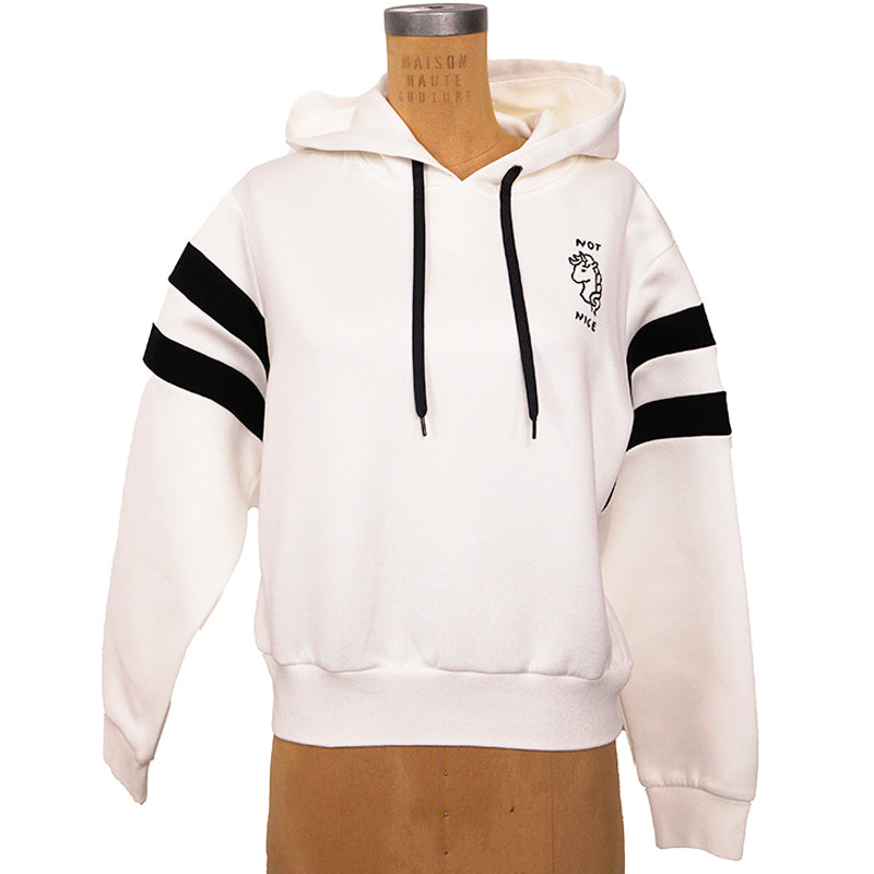sz S NEW $1,900 MIU MIU White UNICORN NOT NICE Cropped Hoodie SWEATSHIRT TOP NWT