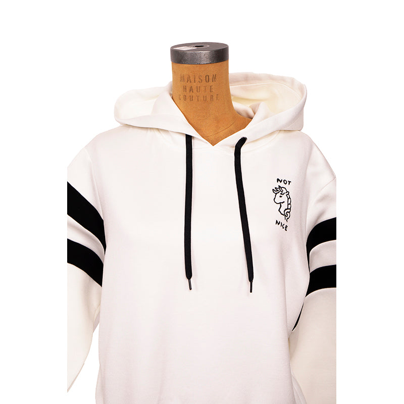 sz S NEW $1,900 MIU MIU White UNICORN NOT NICE Cropped Hoodie SWEATSHIRT TOP NWT