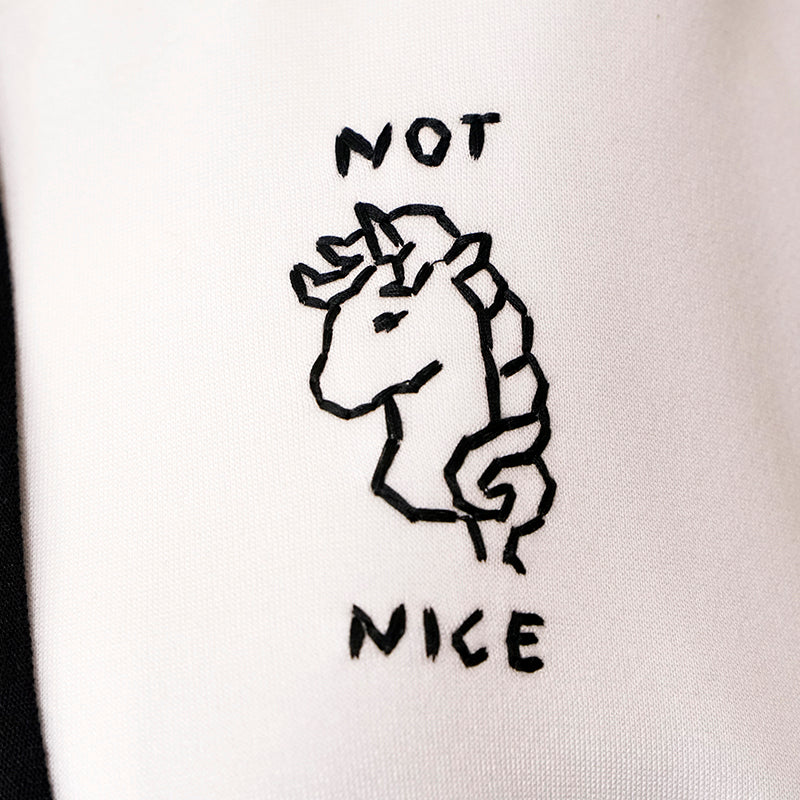 sz S NEW $1,900 MIU MIU White UNICORN NOT NICE Cropped Hoodie SWEATSHIRT TOP NWT
