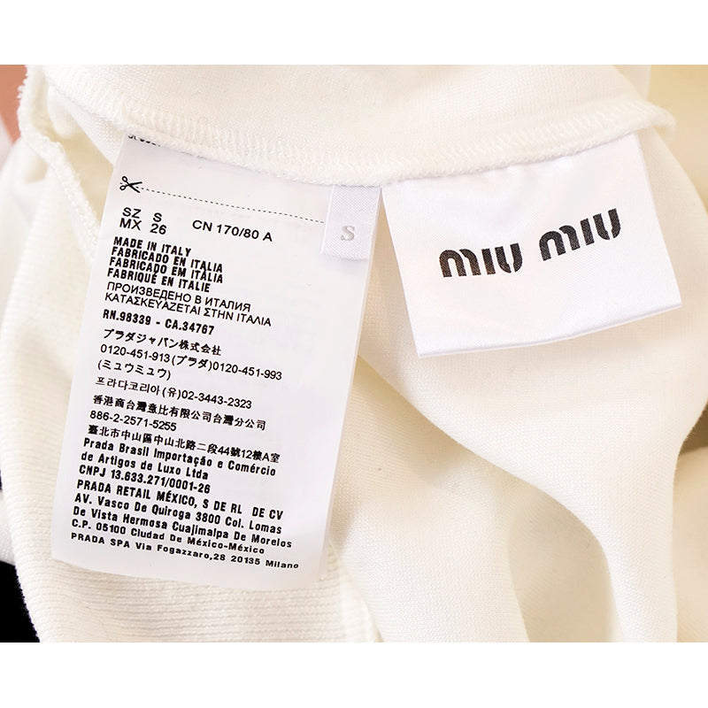 sz S NEW $1,900 MIU MIU White UNICORN NOT NICE Cropped Hoodie SWEATSHIRT TOP NWT