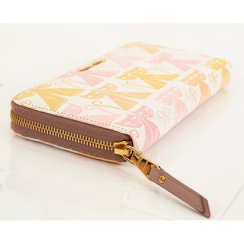 NEW $995 MIU MIU White Leather MADRAS CAT PRINT Zip Around LARGE Clutch WALLET