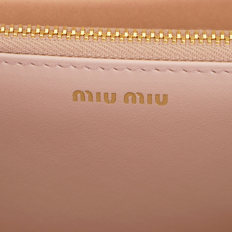 NEW $995 MIU MIU White Leather MADRAS CAT PRINT Zip Around LARGE Clutch WALLET
