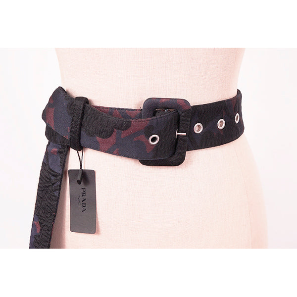 40 NEW $495 MIU MIU RUNWAY Vintage Blue Black Wine FLORAL Tricotine Waist BELT