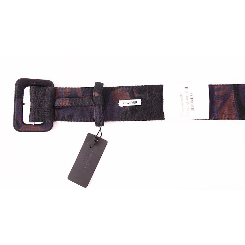 40 NEW $495 MIU MIU RUNWAY Vintage Blue Black Wine FLORAL Tricotine Waist BELT
