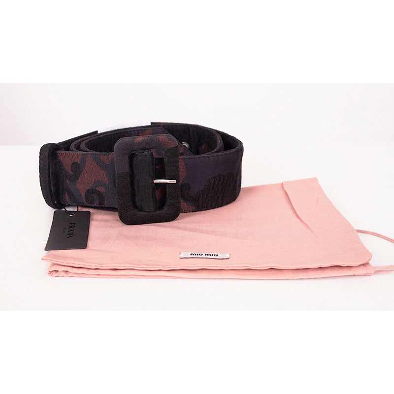 40 NEW $495 MIU MIU RUNWAY Vintage Blue Black Wine FLORAL Tricotine Waist BELT
