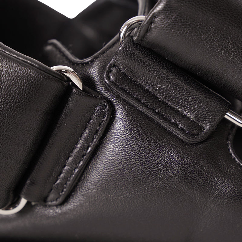 36.5 NEW $1,050 MIU MIU Black PUFFY SUPPLE LEATHER Rugged Rubber Sole SANDALS