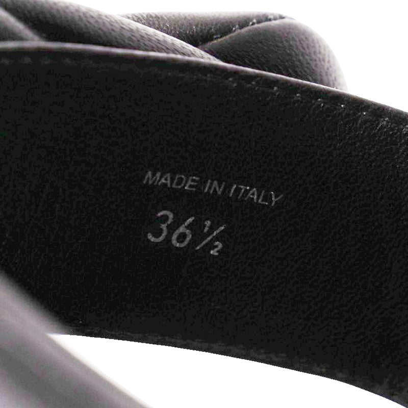 36.5 NEW $1,050 MIU MIU Black PUFFY SUPPLE LEATHER Rugged Rubber Sole SANDALS