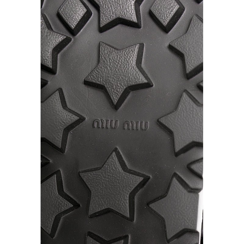 36.5 NEW $1,050 MIU MIU Black PUFFY SUPPLE LEATHER Rugged Rubber Sole SANDALS