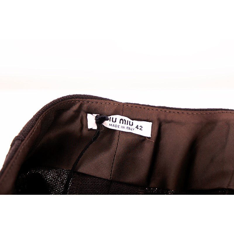 40 NEW $1,110 MIU MIU Ebano Dark Brown-Gray Cotton VINTAGE TEXTURED DRILL SHORTS