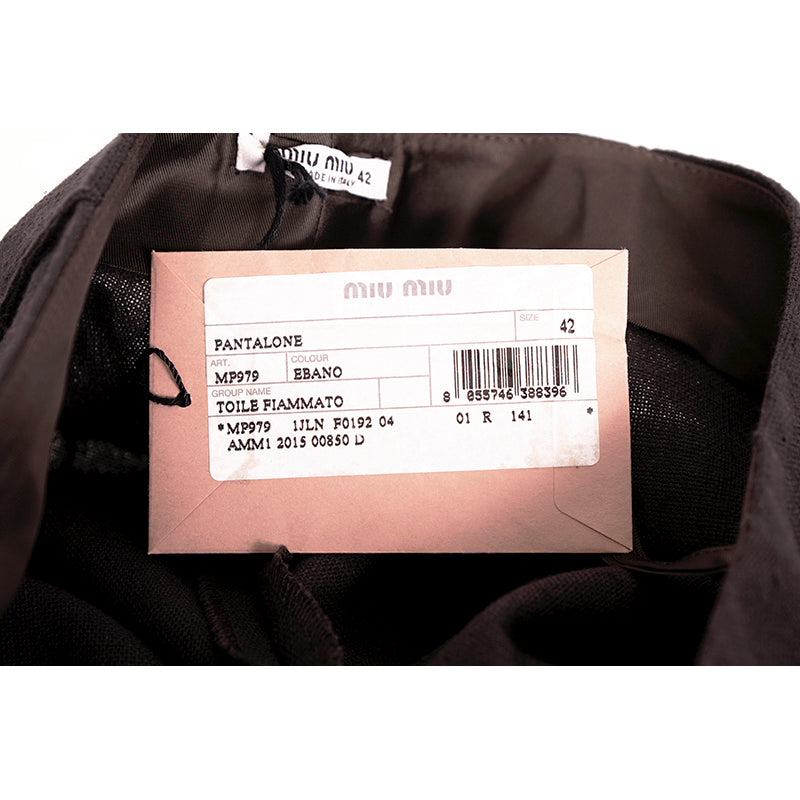 40 NEW $1,110 MIU MIU Ebano Dark Brown-Gray Cotton VINTAGE TEXTURED DRILL SHORTS