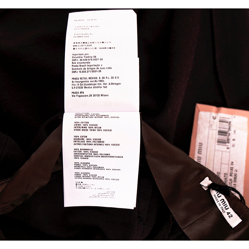 40 NEW $1,110 MIU MIU Ebano Dark Brown-Gray Cotton VINTAGE TEXTURED DRILL SHORTS