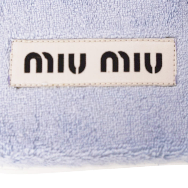 36.5/37 NEW $875 MIU MIU Celeste Blue TERRY CLOTH Braided Strap Slide SANDALS NIB 7