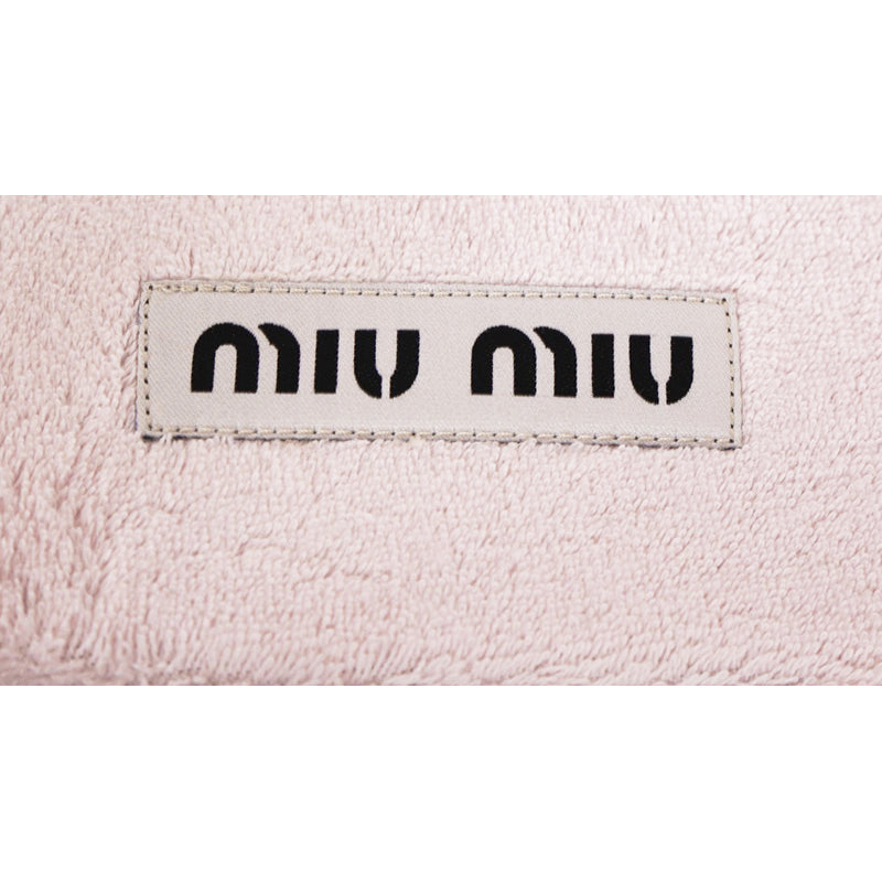 37.5 NEW $875 MIU MIU Celeste Blue TERRY CLOTH Braided Strap Slide SANDALS NIB