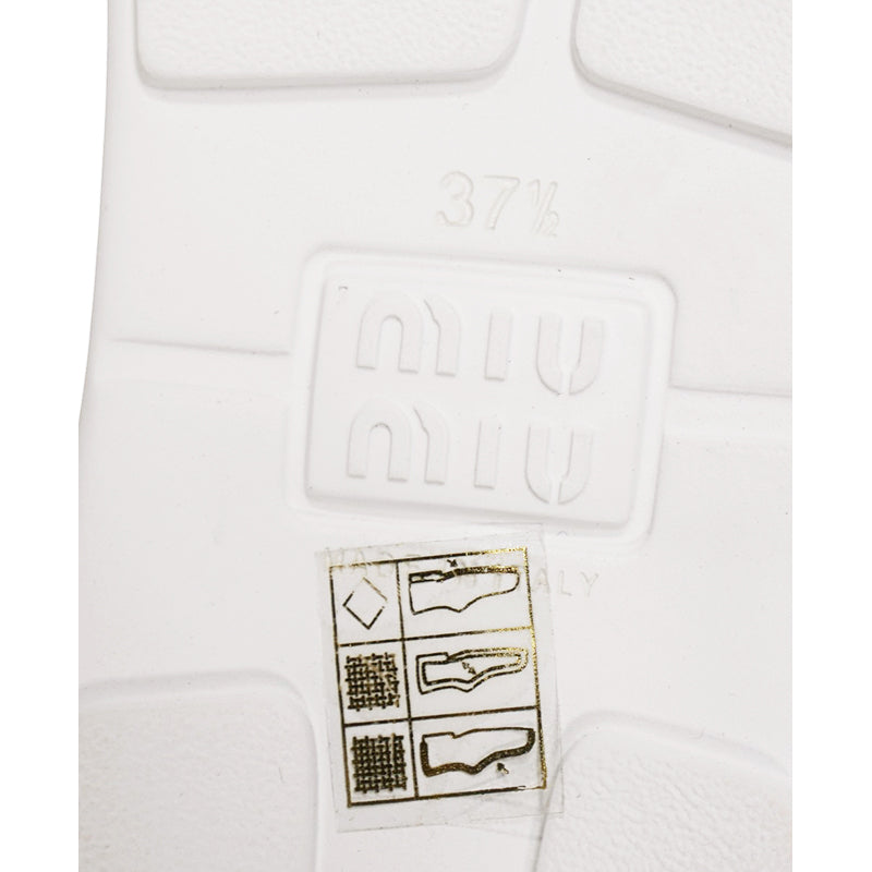 37.5 NEW $875 MIU MIU Celeste Blue TERRY CLOTH Braided Strap Slide SANDALS NIB