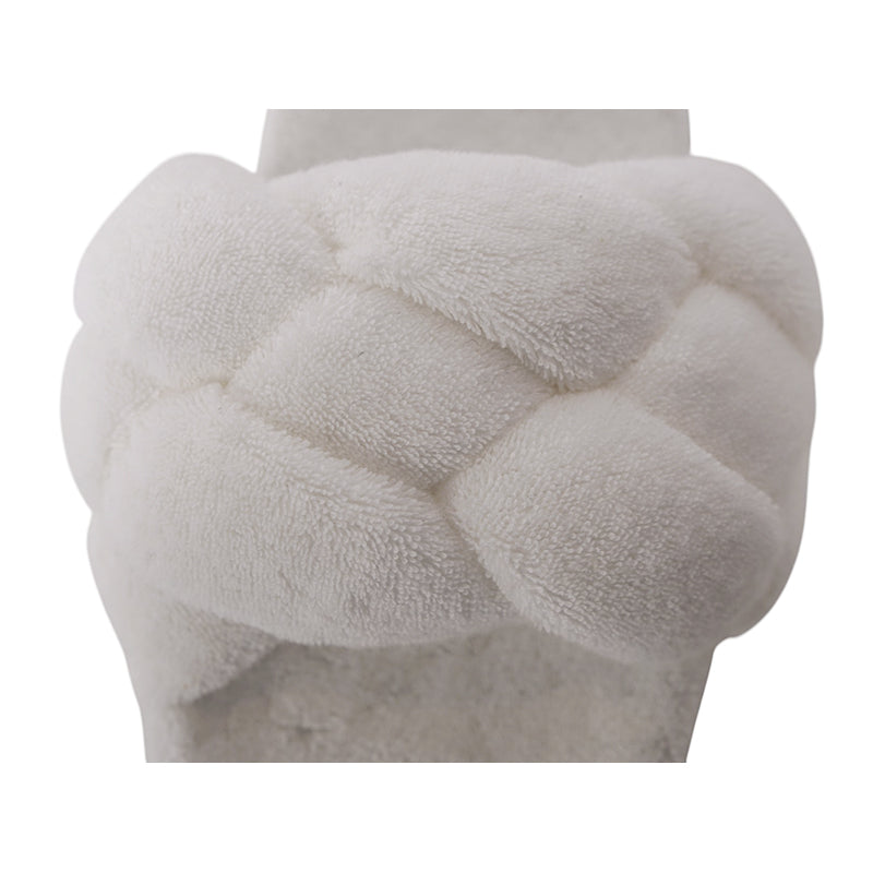 37 NEW $875 MIU MIU Bianco White TERRY CLOTH Braided Strap Slide SANDALS NIB 7