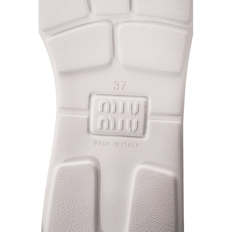 37 NEW $875 MIU MIU Bianco White TERRY CLOTH Braided Strap Slide SANDALS NIB 7