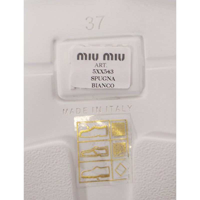 37 NEW $875 MIU MIU Bianco White TERRY CLOTH Braided Strap Slide SANDALS NIB 7