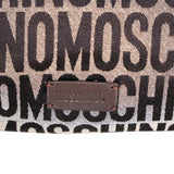 VINTAGE MOSCHINO Brown Monogram Canvas & Leather Trim STUDDED SHOULDER Small BAG