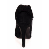 38.5 NEW MOSCHINO CHEAP AND CHIC VINTAGE Black Suede Bow Pumps PEEP TOE HEELS