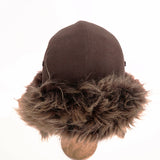 XL VINTAGE PRADA LINE A Brown Canvas Classic Russian Style Faux Fur TRAPPER HAT