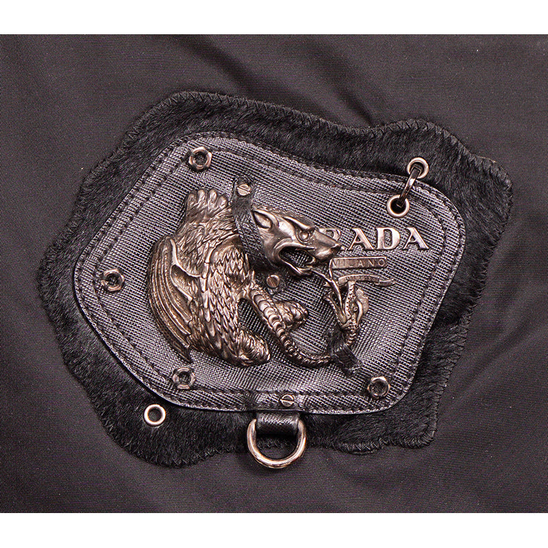 VINTAGE PRADA Black Nylon Saffiano GRIFFIN SNAKE CHIMERA LOGO Crossbody BAG EUC