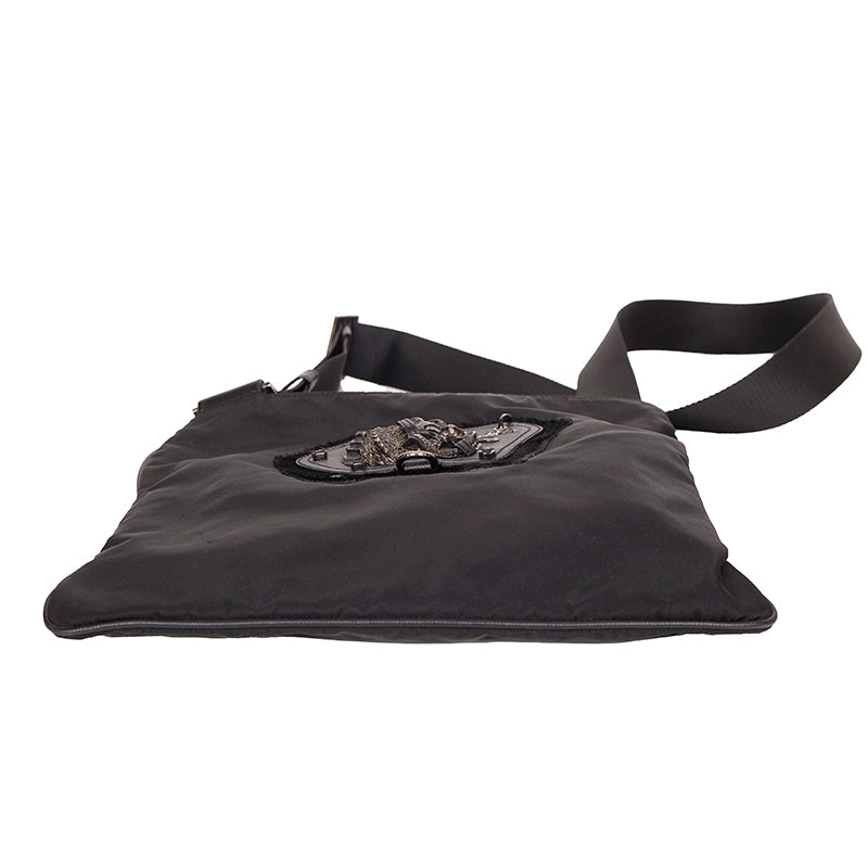 VINTAGE PRADA Black Nylon Saffiano GRIFFIN SNAKE CHIMERA LOGO Crossbody BAG EUC