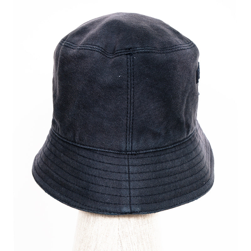 sz XS NEW $895 PRADA Navy Blue Rustic Cotton Canvas LOGO-Embroidered BUCKET HAT